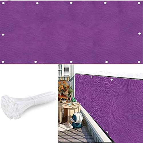 CHBIN Balkon Sichtschutz mit Ösen 80x600cm Inklusive Kabelbinder Polyester Blickdichte Balkonumspannungen für Balkongeländer, Lila