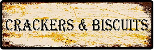 KILSPU Crackers & Biscuits 6X16 Inches Metal Street Sign Wall Pub Coffee House or Home Tin Decor 16X40 CM