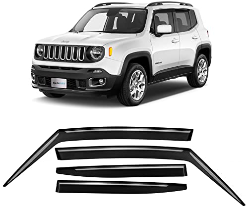 CLIM ART Windabweiser für/kompatible mit Jeep Renegade 2014-2025 SUV - Stick-on Regenabweiser - Autofenster Sonnen-& Regenschutz - Windabweiser Autofenster - Einfache Montage - Garantie 4 Set