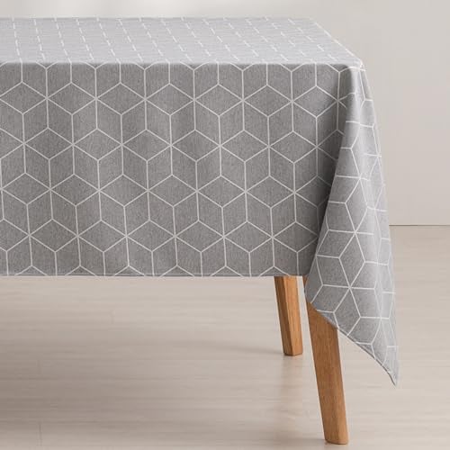 GAMUSI Mantel Antimanchas geométrico Line Gris 140x300 cm