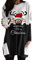 Yming Damen Weihnachtspullover Stitching Rentier Bedrucktes Bluse Langarm Pullover Elch Weiß Schwarz L