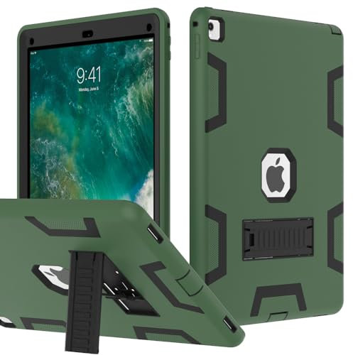 Étui pour iPad Pro 12.9 2017/2015 (ancien modèle, 1ère et 2ème génération), Puxicu robuste protection robuste, housse pour iPad Pro 12,9 (modèle : A1584 A1652 A1670 A1671), vert et noir