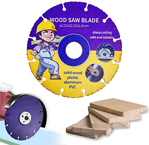 Kizaten Disco da Taglio per Legno,125 mm Disco da Taglio Multiruota in Carburo,Lame da Taglio per Legno per Smerigliatrice Angolare Per Tavole,Compensato,Gomma,Chiodi in Acciaio