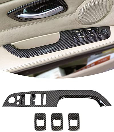 LIMBQS Copri pulsante interruttore finestrino per BMW E90 E92, sostituzione pulsante interruttore comando finestrino conducente per BMW Serie 3 2005-2012 (4 pezzi)