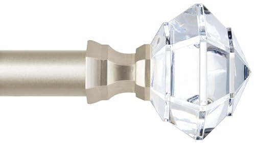 TONIAL Gardinenstangen, 81,3 cm bis 147,7 cm, teleskopierbar, 3/4 Einzelstangen für Fenster, dekorative Gardinenstange mit Acryl-Diamant-Endstück, Champagner-Gold