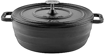 Sallys 'Ela' Deluxe Gusseisentopf - Robustes und Hochwertiges Kochjuwel für Perfektes Garen (Carbon Black)