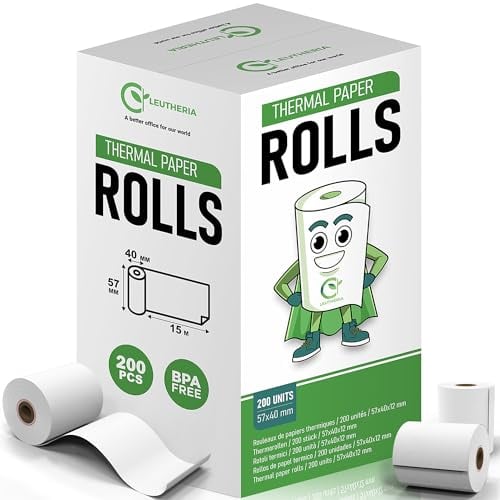 200 EC-Cash Rollen - Thermopapierrolle für Bankkarte - 57x40x12mm LÄNGE XL 15M - Thermopapierrollen für Kassenbon/Quittung Bankkarte/ec kartenlesegerät/Drucker - ohne BPA