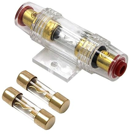 4-8 Gauge AWG in-line Waterproof Fuse Holder with Two 100A AGU Type Fuses for Car Audio/Alarm/Amplifier/Compressors (1 Pack)