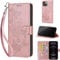 for iPhone 14/iPhone 13 Case, Embossed Premium PU Leather Folio Flip Notebook Wallet Cover Compatible with iPhone 13/14 Phone Case [Magnet Closure][Kickstand][Card Slots], Rose Gold Butterfly