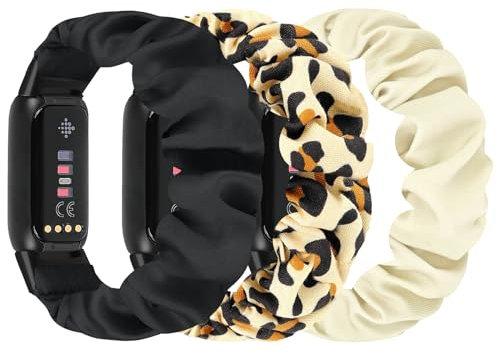 DKGKOO Lot de 3 bracelets chouchous élastiques compatibles avec Fitbit Luxe, tissu doux, bracelet de rechange pour femme, Large Size, Pas de gemme