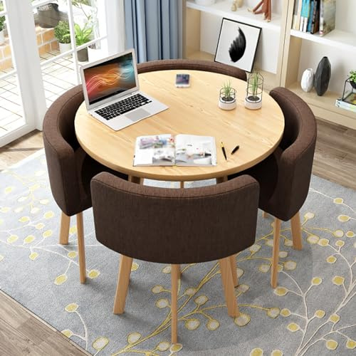 Runder Esstisch-Set mit 4 Stühlen, platzsparende Möbel für Küche, Lounge, Empfangsraum, Büro, Konferenztische, perfekt für Esszimmer und Freizeit, kleiner Wohnzimmer-Essbereich