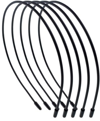 Righe e Pois Haarspangen – 5 schwarze und dünne Silikon-Stirnbänder – Unisex – verstellbar – flexibler Haarreif – Packung mit 5 Stück