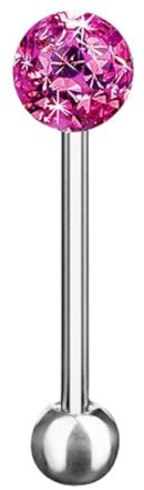 Piersando Zungenpiercing Chirurgenstahl 316L – Barbell Stab mit Epoxy Ferido Kristallkugel – Geeignet für Zunge, Tragus, Helix & Intim