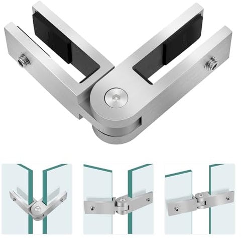 Gyykzz Adjustable Glass to Glass Clamp, 90 to 270 Degree Railing Clamp Indoor & Outdoor, Brushed Finish Stainless Steel T304 Railing Clip Brackets For Fence, Balustrade, Balcony Deck