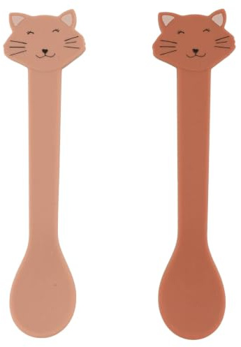 Trixie Silicone Spoon 2-Pack - Mrs. Cat | Baby Feeding Spoon Set | BPA-Free, Soft Silicone Spoons for Toddlers | Dishwasher Safe