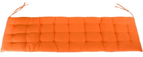 Marabella Auflage für Gartenbank 150 x 40 x 4 cm Sitzpolster mit Steppung und Bändchen, Farbe:orange