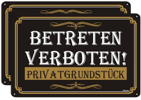 Privatgrundstück Betreten Verboten Schilder 30 x 20 cm Zutritt Verboten Schilder Metall Aluminium Betreten Und Befahren Verboten Schilder, 2 Stück