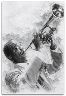 TESUXYEHH Poster, Motiv: Trumpeter Louis Armstrong, dekoratives Gemälde, Leinwand, Wandposter und Kunstdruck, moderne Familienschlafzimmer-Dekoration, Poster, 20 x 30 cm