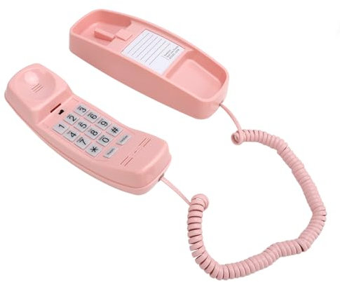 Téléphone Filaire, Aucune Alimentation Secteur Requise, Téléphone Fixe Mural à Gros Boutons pour Personnes âgées, Lumière Clignotante, Contrôle du Volume (Rose)