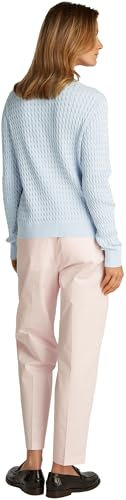 Tommy Hilfiger Women’s Fine Cable Knit Jumper, Blue (Breezy Blue), L