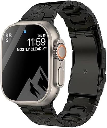synsing Correa Titanio para Apple Watch Ultra 2 49mm, Correa de Metal de Titanio de Repuesto con Hebilla Integrada para iWatch 45mm 44mm 42mm 41mm 40mm 38mm Series 9/8/7/6/5/4/3/2/1/SE,Negro49