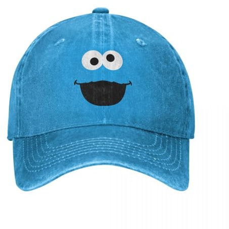QIYAEUA Unisex Cute-S-Cookies-S-Monsters Baseballkappe Vintage Distressed Denim Snapback Cap für Männer Frauen Aktivitäten Verstellbare Passform Caps Hut