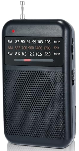 Poste Radio Portable, AM/FM/SW Radio a Pile, Radio de Poche à Piles avec Excellente réception et Prise Casque, Mini Radio Transistor pour l'extérieur, l'intérieur et Les urgences