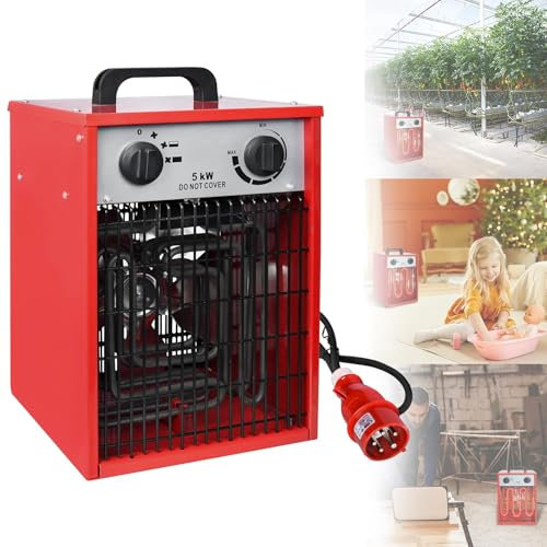 ACXIN Elektroheizer Heizlüfter 5KW Elektroheizung Energiesparend mit 3 Heizstufen und Überlastschutz für Innen- und Außenbereich