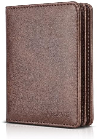 Portefeuille à deux volets en cuir pour homme – Taille compacte avec blocage RFID, portefeuille pour homme avec boîte cadeau, taupe, Small - 4.1 x 3.4, Moderne