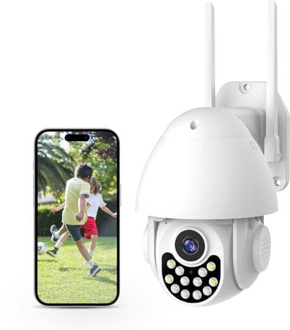 XNY 1080P Telecamera Wi-Fi Esterno 360°, 3MP Telecamera Tuya Smart Life, Visione Notturna, IP66, Tracciamento Automatico del Movimento, Audio Bidirezionale, 32G Scheda Micro SD