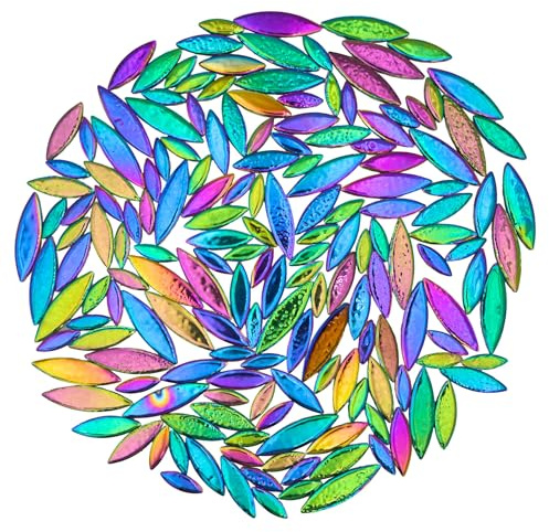 Yuvori 0,5 kg Keramik Blattform Mosaik Fliesen Gemischte Größen DIY Dekor für Badezimmer Wohnzimmer Küche Garten (Regenbogen)
