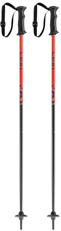 LEKI Kids' Rider Leichte Aluminium-Skistöcke für Downhill-Skifahren – Schwarz-Rot – 90 cm