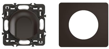 LEGRAND - Sortie de câble Céliane - enjoliveur Noir et support avec Plaque Céliane 1 poste - Noir Mat emballage GD