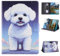 Vaitasy Custodia per iPad 9/8/ 7 Generazione iPad 10.2 (2021/2020/ 2019) iPad Air 10.5 2019, Supporto Pieghevole con Auto Svegliati/Sonno Cover per iPad 10.2 - Cane bianco