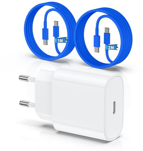 QZIIW Chargeur Rapide 20W Original pour iPhone 15/16 et Pro Max/Plus, Câble 60W (1M+2M) - Compatible iPad Pro/Air/Mini