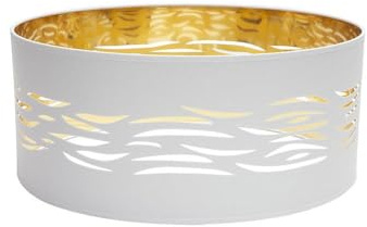 Lampenschirm mit 50 cm Durchmesser und 20 cm Höhe in Weiß und Gold, ideal für dekorative Beleuchtung und elegante Umgebungen.