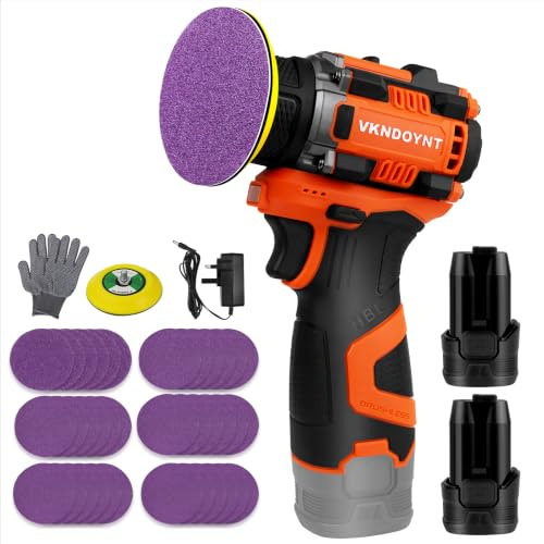 Brushless Small Sander with 36PCS Sandpapers, 2 Variable Speed Cordless Sander (0-500/0-3000 RPM), 2x2600mAh Batteries, Mini Compact Electric Sander for Wood, Metal, Paint Removal, and DIY Projects