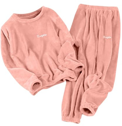 Pigiama da donna a maniche lunghe in pile – Set pigiama da donna a maniche lunghe invernale caldo pigiama – Comfypajamas biancheria da notte set da notte 2 pezzi abiti da notte taglie forti Petite