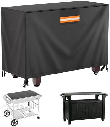 EVRBUL Tischwagen-Abdeckung, 137 cm (54’’) Außengrill-Vorbereitungstischabdeckung passend für Keter Unity XL Rolling Table Cart, Außenfutterlagerbox und Patio-Futtervorbereitungsstation
