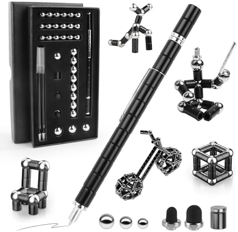 Magnetic Pen,Magnetic Fidget Pen,Magnetischer Kugelschreiber,Lustig Multifunktions Magnetstift Geschenk für Freunde Coole Gadgets für Männer,Frauen- (Schwarz)