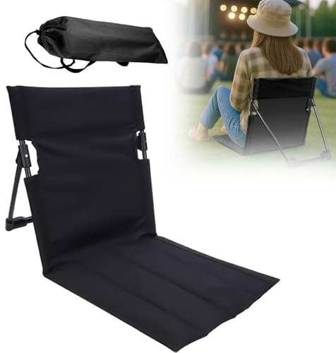 Hojalis Bodenstuhl Mit Rückenstütze, Strandsitz mit Rückenlehne, Strand-Klappstuhl, Tragbare Strandliege Faltbarer Strandmatte Klappbar, Strandstuhlkissen für Picknick, Garten