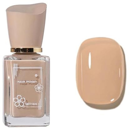 Light Brown Nude Nail Polish, Quick-Dry Natural Beige Varnish with Long-Lasting High Gloss Finish, Chip-Resistant, No UV Lamp Required, Timeless Chic Neutral Shade