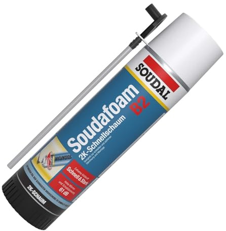 Soudafoam 2K PU-Schaum 400ml Montageschaum B2 Dämmung 2K Schaum | 2K Schnellhärtung, hohe Haftkraft, luftdicht, Schall- & Wärmedämmung, ideal für Montage & Fenstereinbau