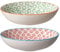 Bloomingville Schalen Emma Retro Suppenschale Suppenteller tiefer Teller Vintage ø 19 cm, grün rot, Keramik, 2er Set, fasst ca. 550 ml