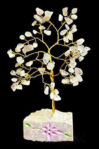 Arbre du Bonheur en pierre Quartz Rose - 160 pierres - Livraison gratuite