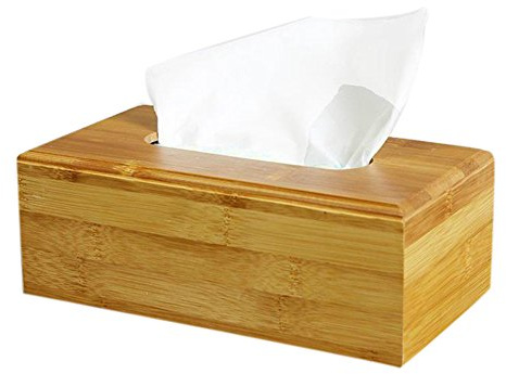 KELYNN Bambou Visage Boîte à mouchoirs Support/Coque pour Kleenex en Bois Distributeur de Boîtes de Papier de Soie Rectangular