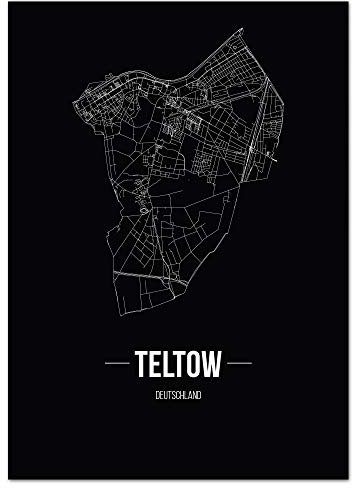 JUNIWORDS Stadtposter - Wähle Deine Stadt - Teltow - 30 x 40 cm Poster - Schrift B - Schwarz