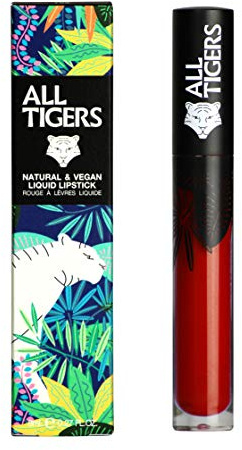 Natural and Vegan Liquid Lipstick with Matte Finish - Long-Lasting Wear - Color: Burgundy “Live Fearless” 887 - Crude Oil-free Lipsticks - Organic Ingredients - ALL TIGERS
