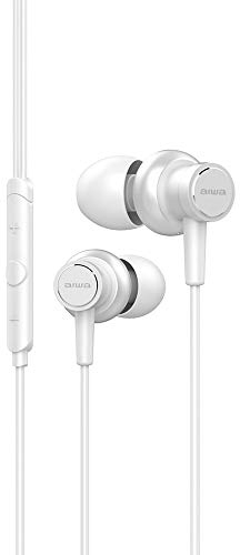 Aiwa ESTM-500WT, Diamond Series, Auriculares In-Ear, Hi-Res Audio, Micrófono Incluído, Jack 3.5 mm, Compatible con Android/iPhone. Color: Blanco