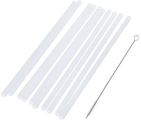 Tenlacum Lot de 10 pailles de rechange réutilisables en plastique dur transparent avec brosse de nettoyage pour fête prénatale